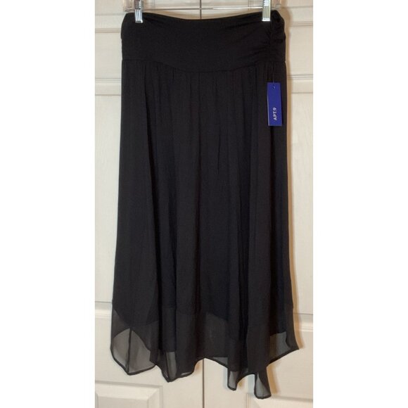 Apt. 9 Black Midi Skirt Chiffon Trim Whimsigoth Size XL New - Picture 1 of 3